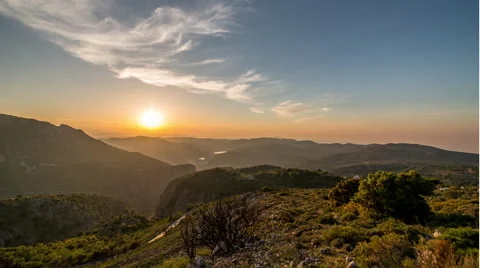 Cretan mountains sunset Stock Footage 52299159