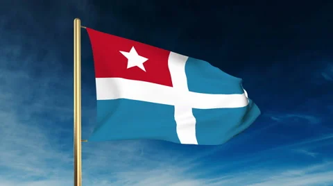 Cretan State flag slider style. Waving in the win with cloud background Stock Footage 48296111