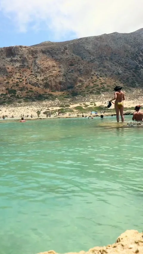 Crete Island Dipping Pool  (Mobile Video) Stock Footage 329707971