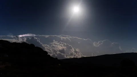 Crete, lightning in the clouds, moonlight Stock Footage 259668434