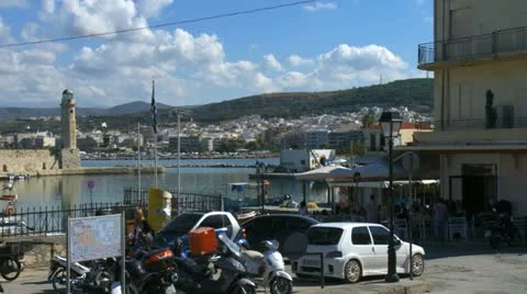 Crete Rethymnon Harbour Stock Footage 21845409