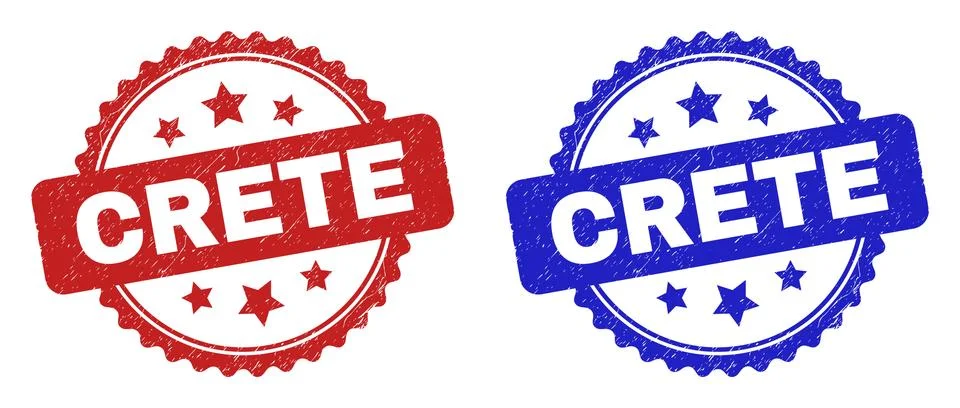 CRETE Rosette Stamp Seals with Grunged Surface Stock Illustration