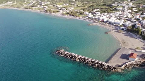 Crete Sandy Beach – Aerial View of Mediterranean Shoreline Stock Footage 331126833