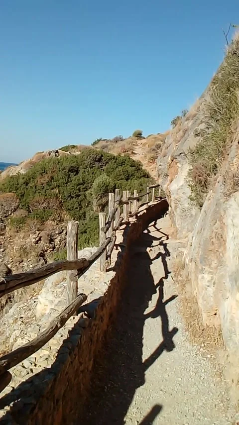 Crete South Rethimno, path to Preveli Ligkres Drimitsiano Amudi Kefala Anatolika Video stock 136739028