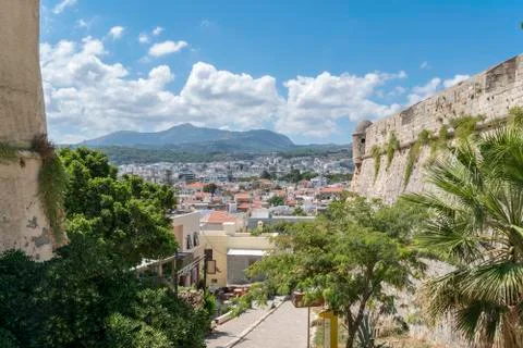 The crete town Rethymno, seen from the old castle Stock Photos
