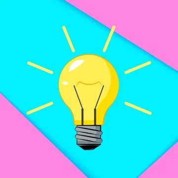 Cretive idea. Bisiness solution concept. Burning light bulb with surreal colo Stock Illustration