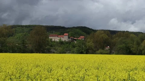 The Creuzburg castle in Thuringia in a thunderstorm Stock Footage 154369779