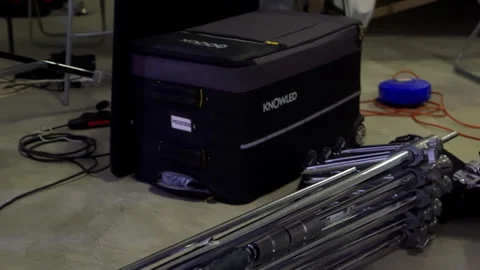 Crew assembles extra gear needed for shooting process Video stock 303061143