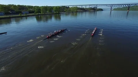 Crew boats on the Hudson Stock Footage 80661921