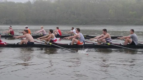 Crew Boats Racing from left to right Stock Footage 80638360