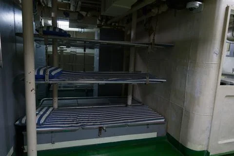Crew Bunk Beds Inside Ship Sleeping Quarters Stock Photos