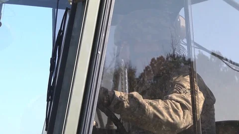 Crew load explosive in forklift at The Air Dominance Center - 2015 Stock Footage 101168715