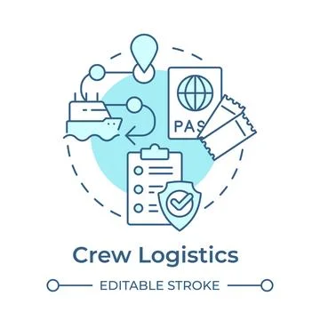 Crew logistics soft blue concept icon Stock Illustration