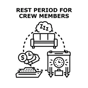 Crew member rest period concept for maritime industry Stock-Illustration