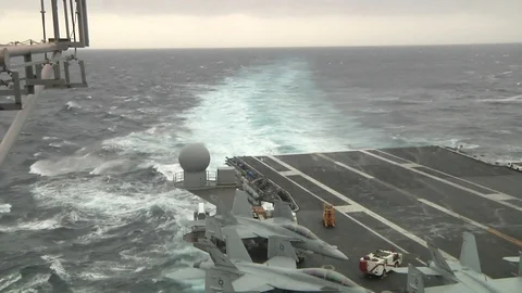 Crew member working in the flight deck of USS Enterprise - 2012 Stock Footage 106033309