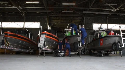 Crew members pre-stage assets at Hurricane Florence Incident Command Post - 2018 Stock Footage 106018115