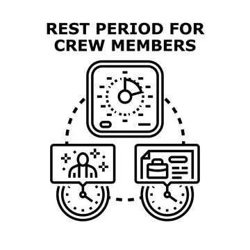 Crew members schedule time for work and rest Stock-Illustration