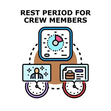 Crew members schedule time for work and rest Stock-Illustration