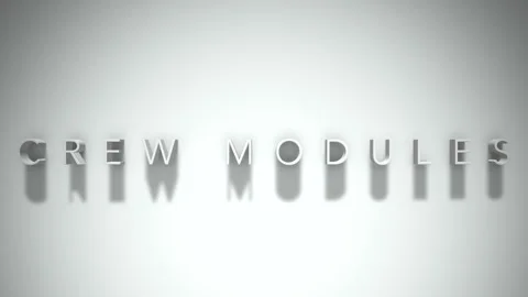 Crew modules 3D title animation with shadows on a white background 스톡 동영상 297856028