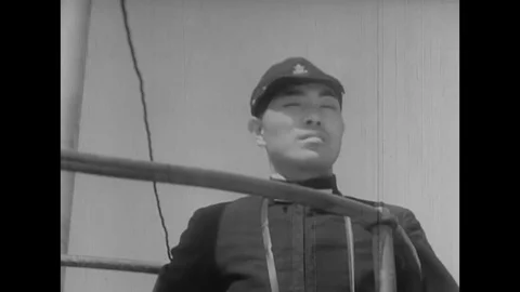A crew operations inside MS PAN, a World War Ii Japanese sub Stock Footage 111964450