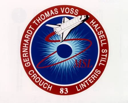 The crew patch for NASA s STS-83 mission depicts the Space Shuttle Columbi... Stock Photos