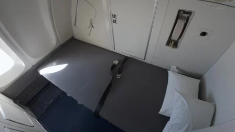 Crew rest area during a cargo flight Stock Footage 339375491