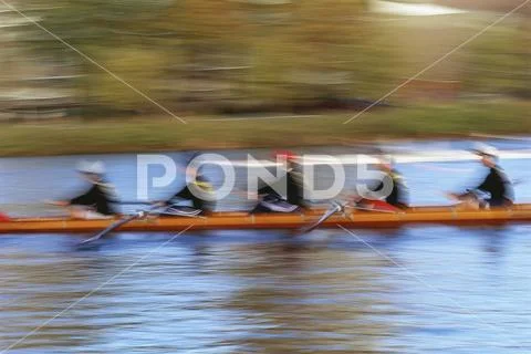 Crew rowing team Stock Photos