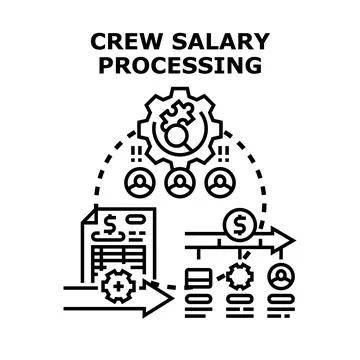 Crew salary processing concept with payroll management Stock Illustration