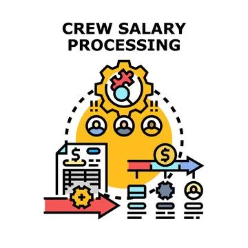 Crew salary processing concept with payroll management Stock Illustration
