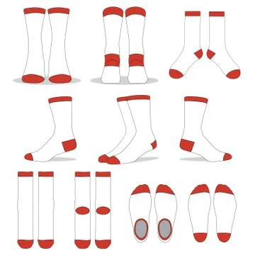 Crew Socks - Vector Template Mockup Stock Illustration