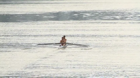 Crew team rowing in action Stock Footage 906095