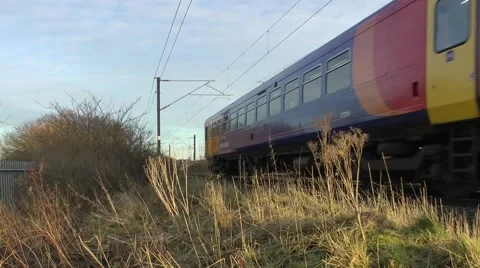 Crewe to Derby train in countryside Stock Footage 46445798