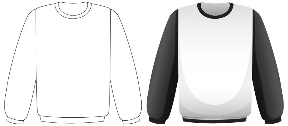 Crewneck Sweatshirt Front View Vector Illustration Set Stock Illustration