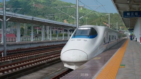 CRH Train Passing Through Tunnel Sunrise Vídeos de archivo 334091087