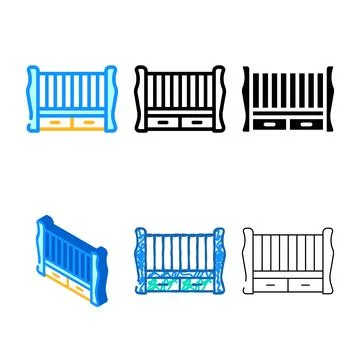 Crib bed forms for little child color icon vector Stock Illustration