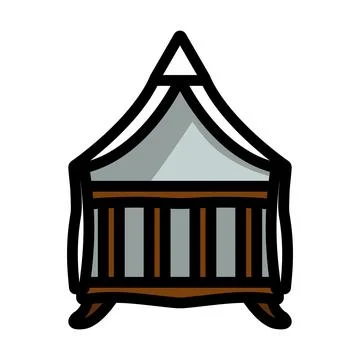 Crib With Canopy Icon Stock Illustration