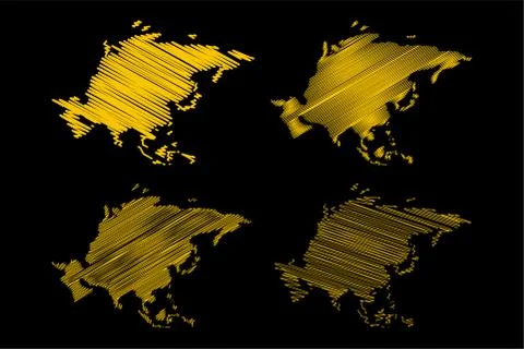 Cribble Asia map vector Stock Illustration