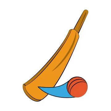 Crickect racket and ball Stock Illustration