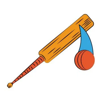 Crickect racket and ball Stock Illustration
