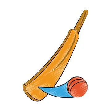 Crickect racket and ball scribble Illustrazione stock