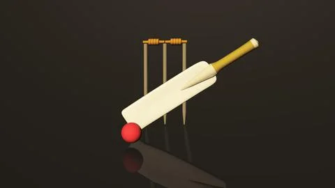 Cricket 3D Illustration 3D Render image bat ball etc Illustration