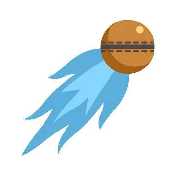 Cricket ball with blue power tail streaking icon Stock Illustration