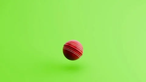 Cricket Ball Bouncing on Green Background, Seamless Loop 3D Animation Stock Footage 334117168