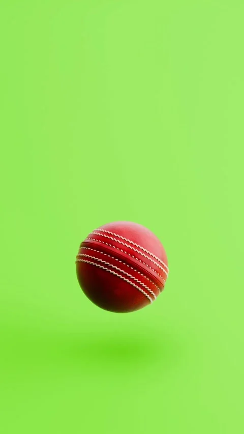Cricket Ball Bouncing on Green with Copy Space, Portrait Seamless 3D Animation Stock Footage 334117202