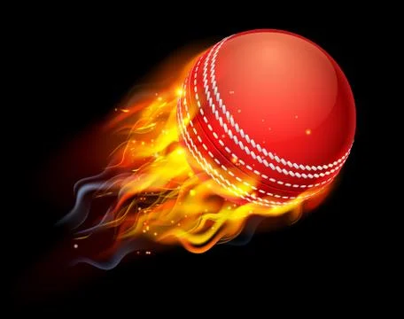 Cricket Ball on Fire 库存插图