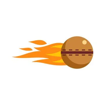Cricket ball with fire indicating speed vector illustration Illustrazione stock
