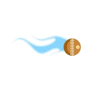Cricket ball flying with blue flame speed trail Stock Illustration