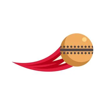 Cricket ball flying fast with red speed trail Stock Illustration