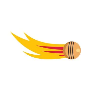 Cricket ball flying fast with speed trail icon Stock Illustration