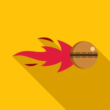 Cricket ball flying with fire movement illustration Stock Illustration